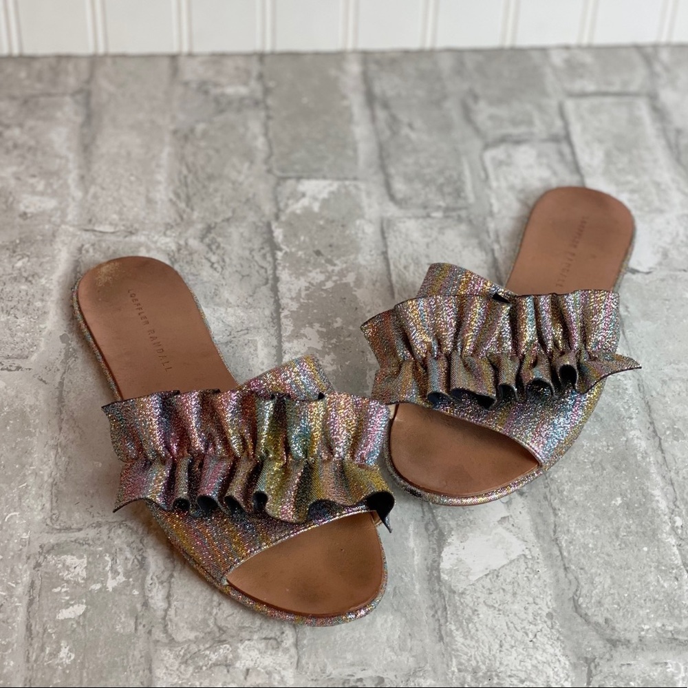 Loeffler Randall Glitter Flat Sandal Slides - Picture 2 of 13